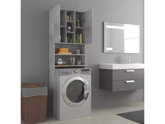Meuble pour machine à laver Gris béton 64x25,5x190 cm