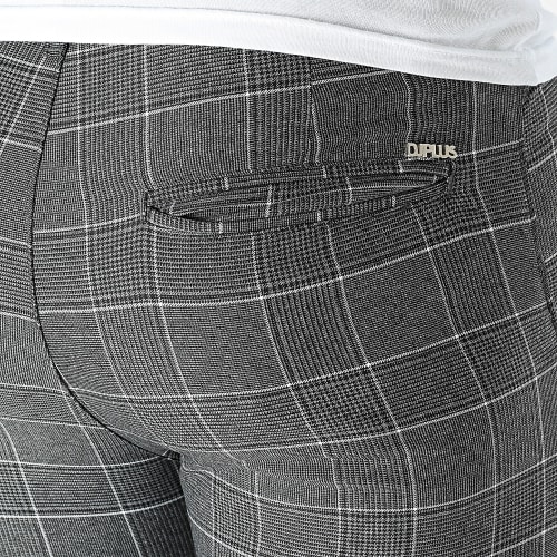 Pantalon A Carreaux Gris