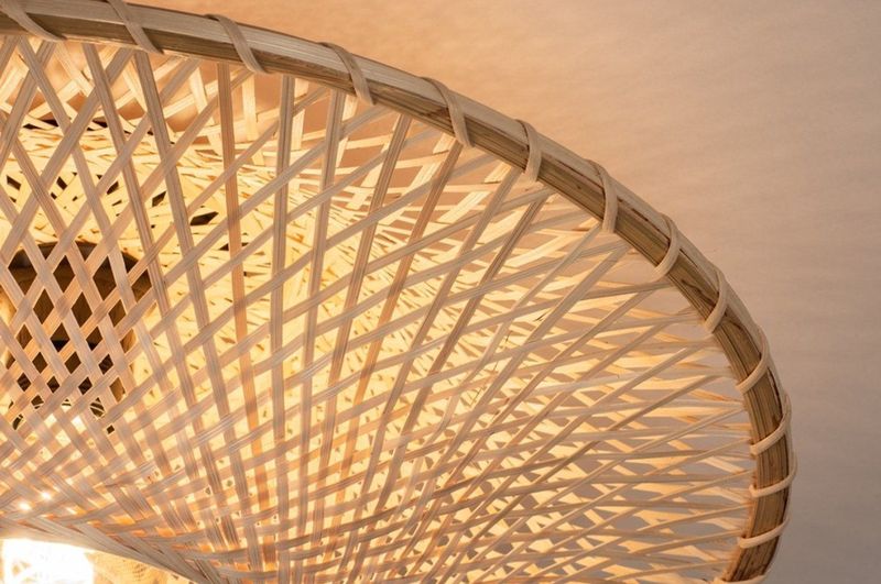 Riet - Rotan Plafondlamp - Natuurkleur - Handgemaakt - Diameter 40 cm