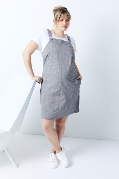 Bellieva Trägerkleid, verstellbare Träger, seitliche Knöpfe, A-Line, Biobaumwolle, GOTS