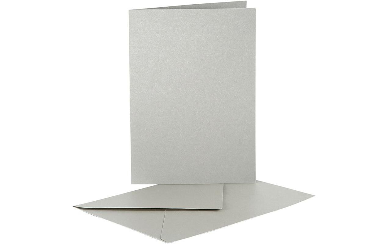 Blankokarte und Couvert Silber, 10 StückPerlmuttkarten mit Umschlag für jeden Anlass