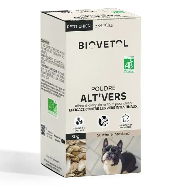 Biovetol - Alimentaire Bien-Être - Poudre Alt'vers Petit Chien Bio <20kg - 30g