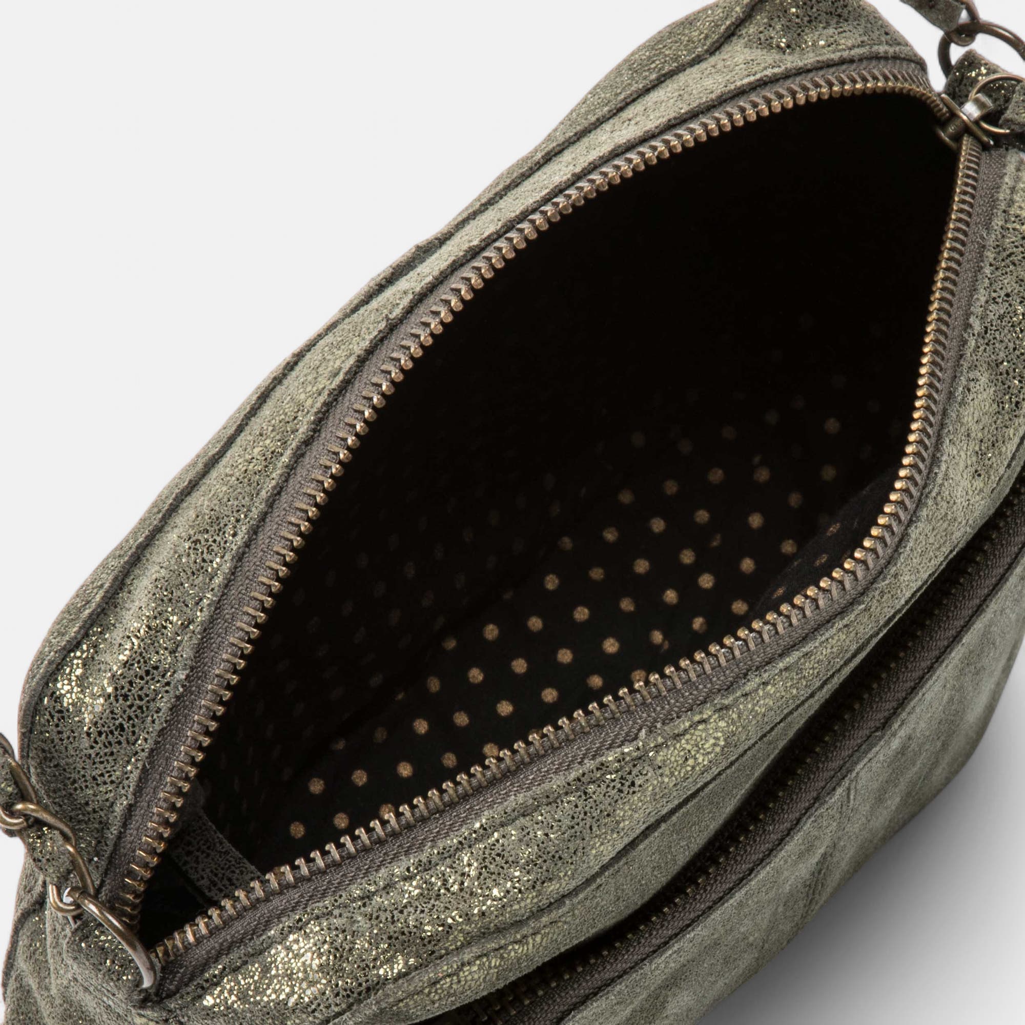Sac bandoulière en cuir kaki