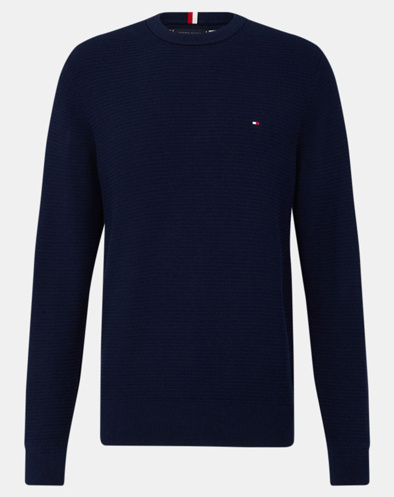 Tommy Hilfiger Pull 100% Coton Bio Structure bleu marine