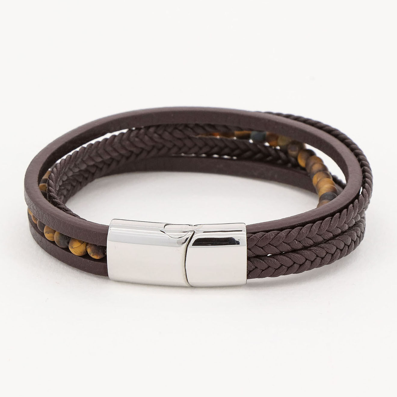 Jacobson Bracelet Simon en Cuir & Oeil de Tigre