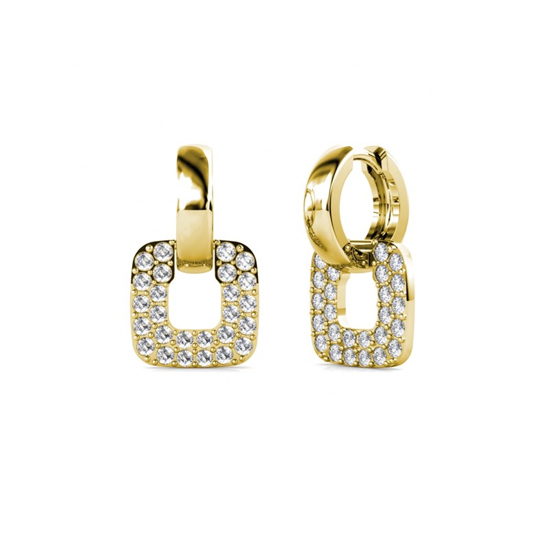 Boucles d'oreilles Classic Square - Doré et Cristal