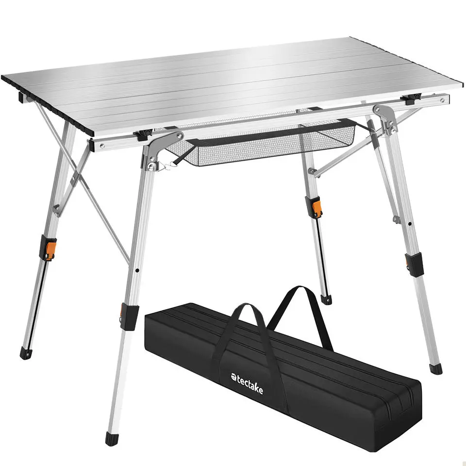 tectake Aluminium campingtafel Tina opvrouwbaar in hoogte verstelbaar , Zilver