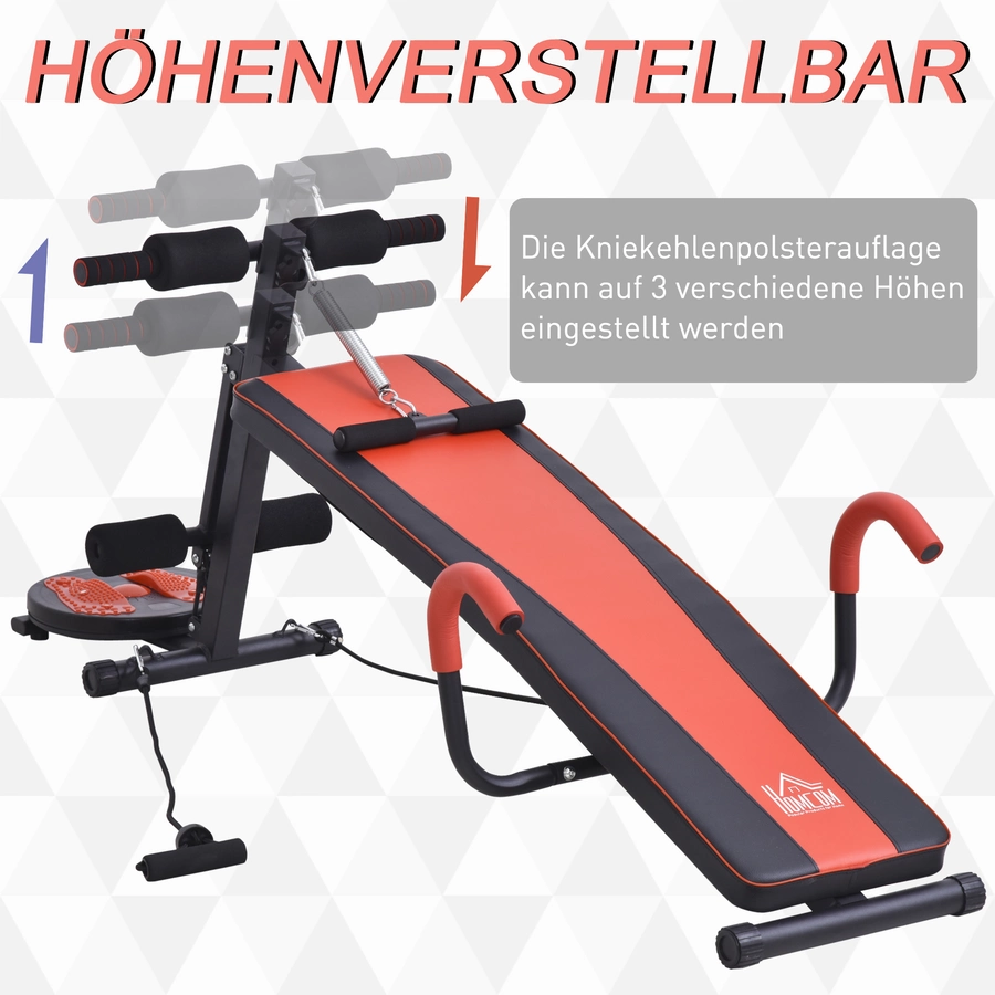 HOMCOM Sit-Up-Bank verstellbar rot, schwarz