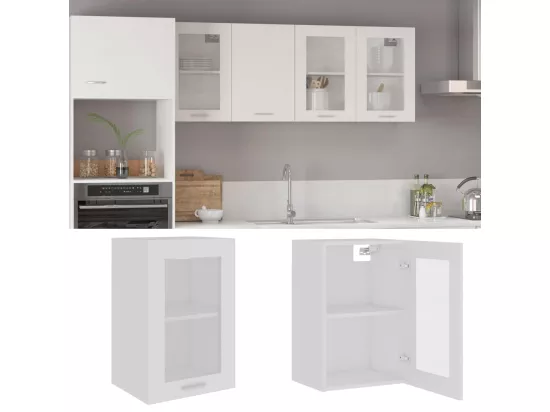 Armoire en verre suspendue Blanc 40x31x60 cm Bois d'ingénierie