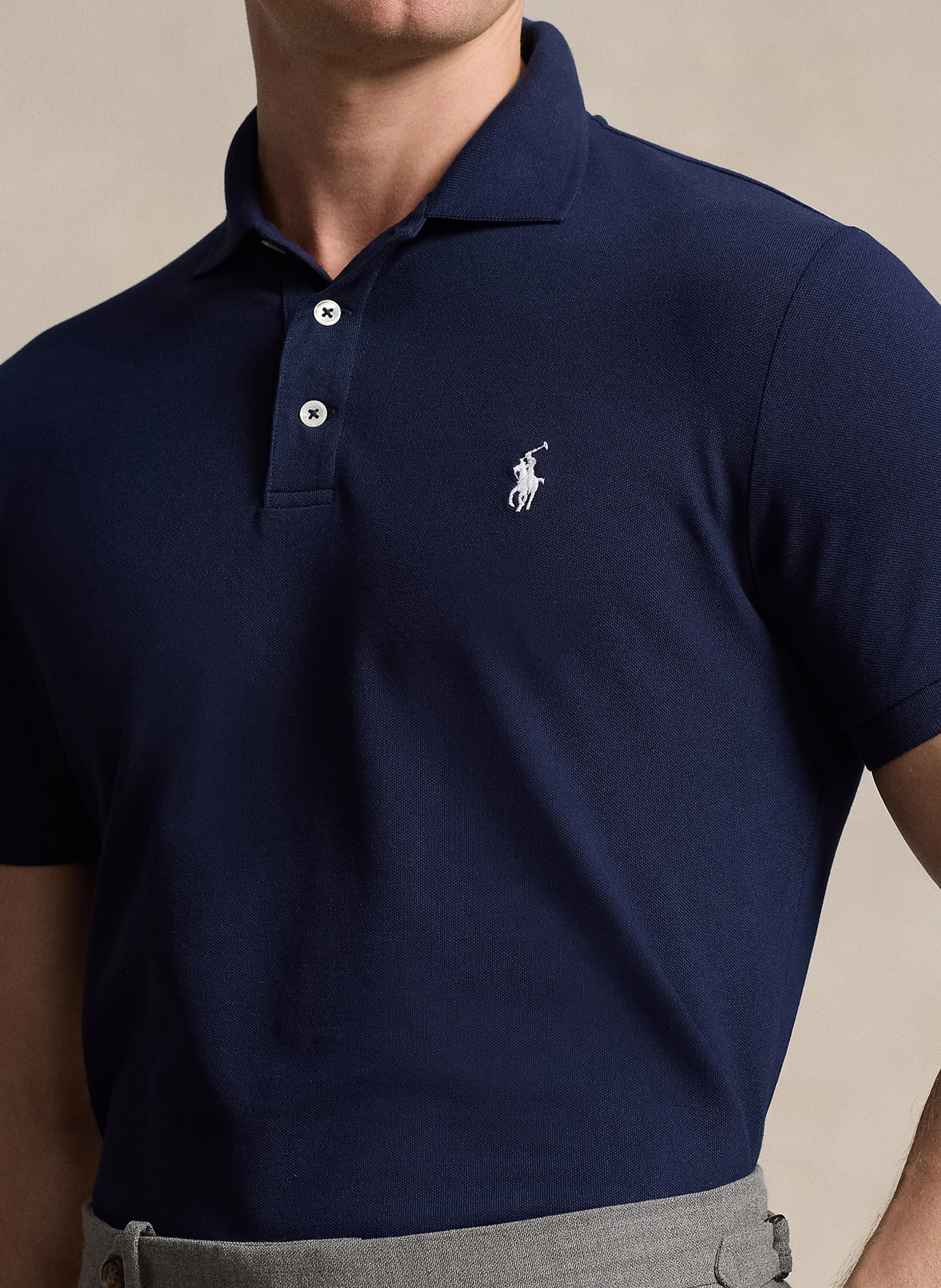 Polo slim-fit en coton mélangé | Bleu