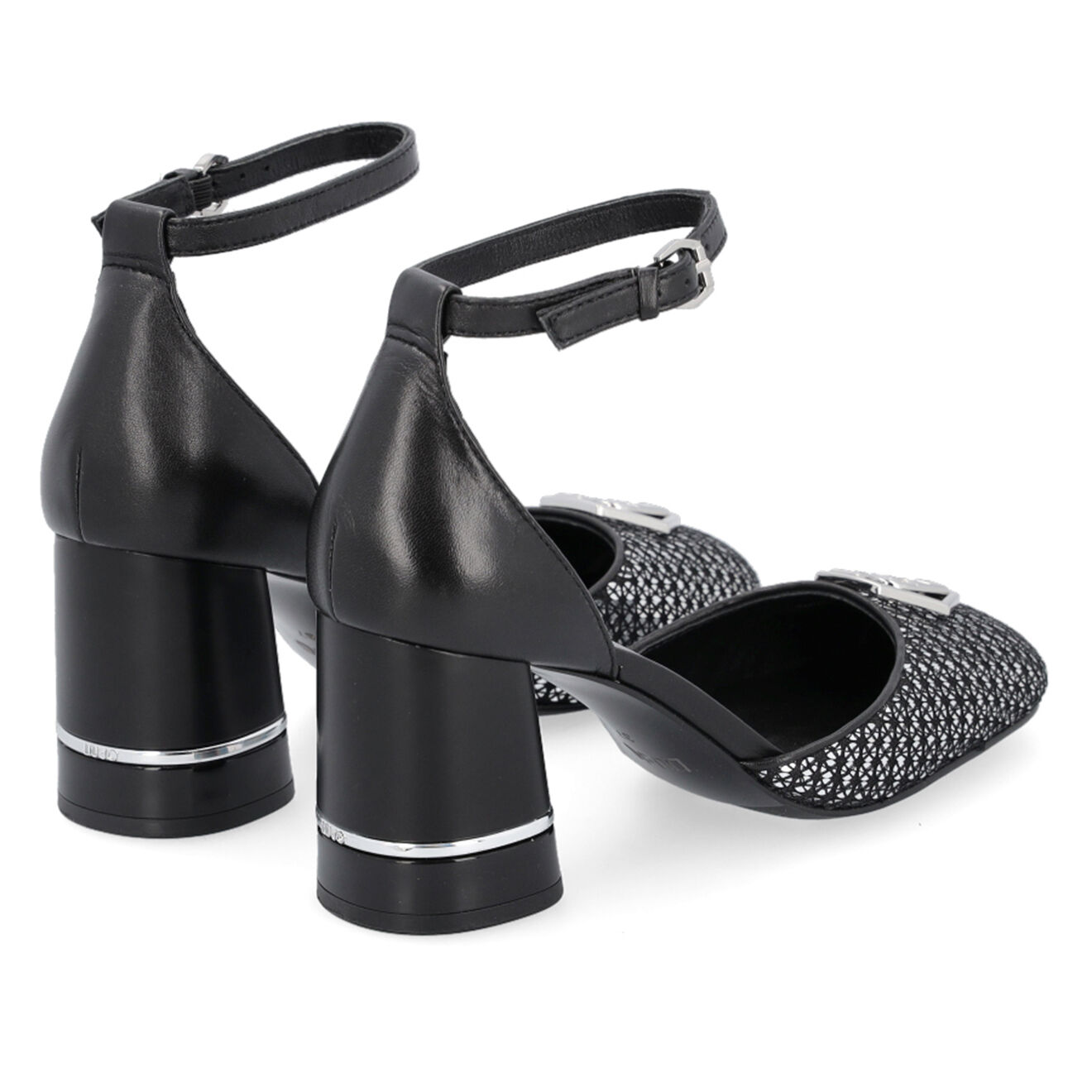 Liu-Jo Sandales en Cuir Hot noir/argenté - Talon 7 cm