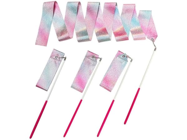 Gymnastikkbånd for danseøvelser Rosa Lilla Blå Skinnende 205x5cm