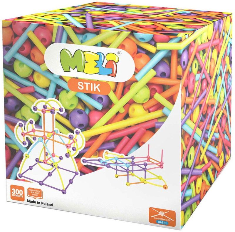 Meli - Stik - Bouwstenen - 300 dlg - 200 Stokjes en 100 Knikkers