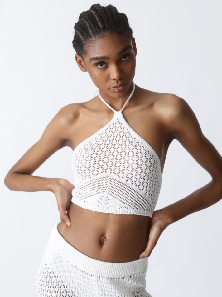 Top de malha - Branco-sujo