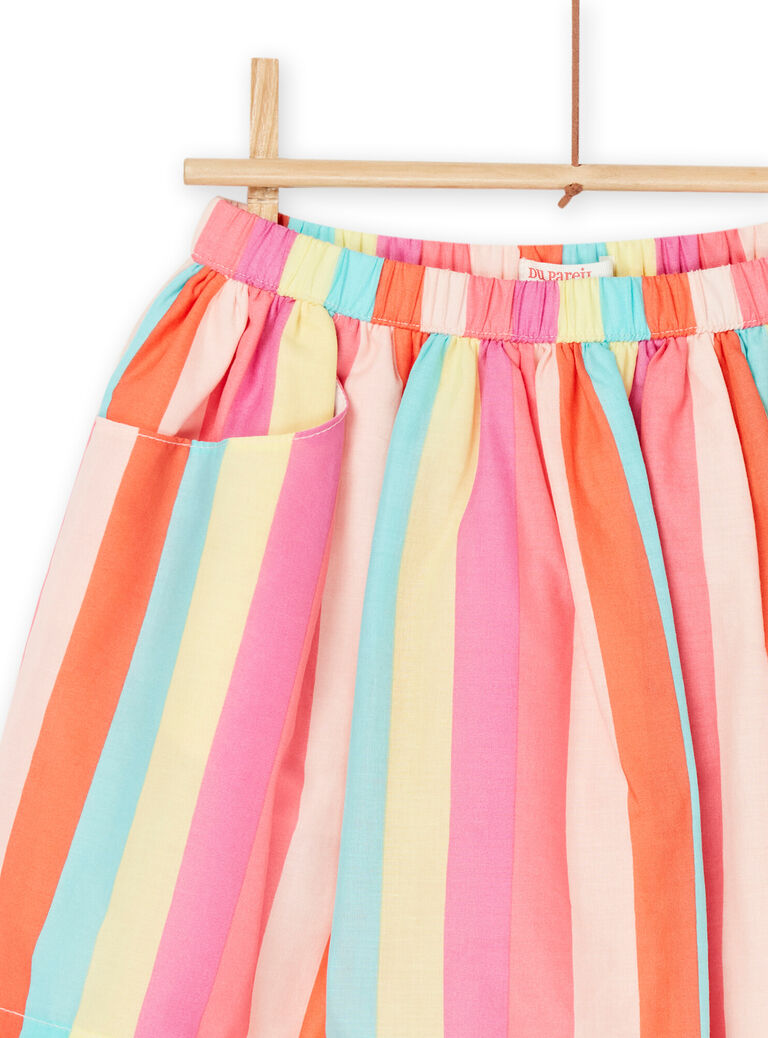 Jupe fluide orange et rose à imprimé à rayures