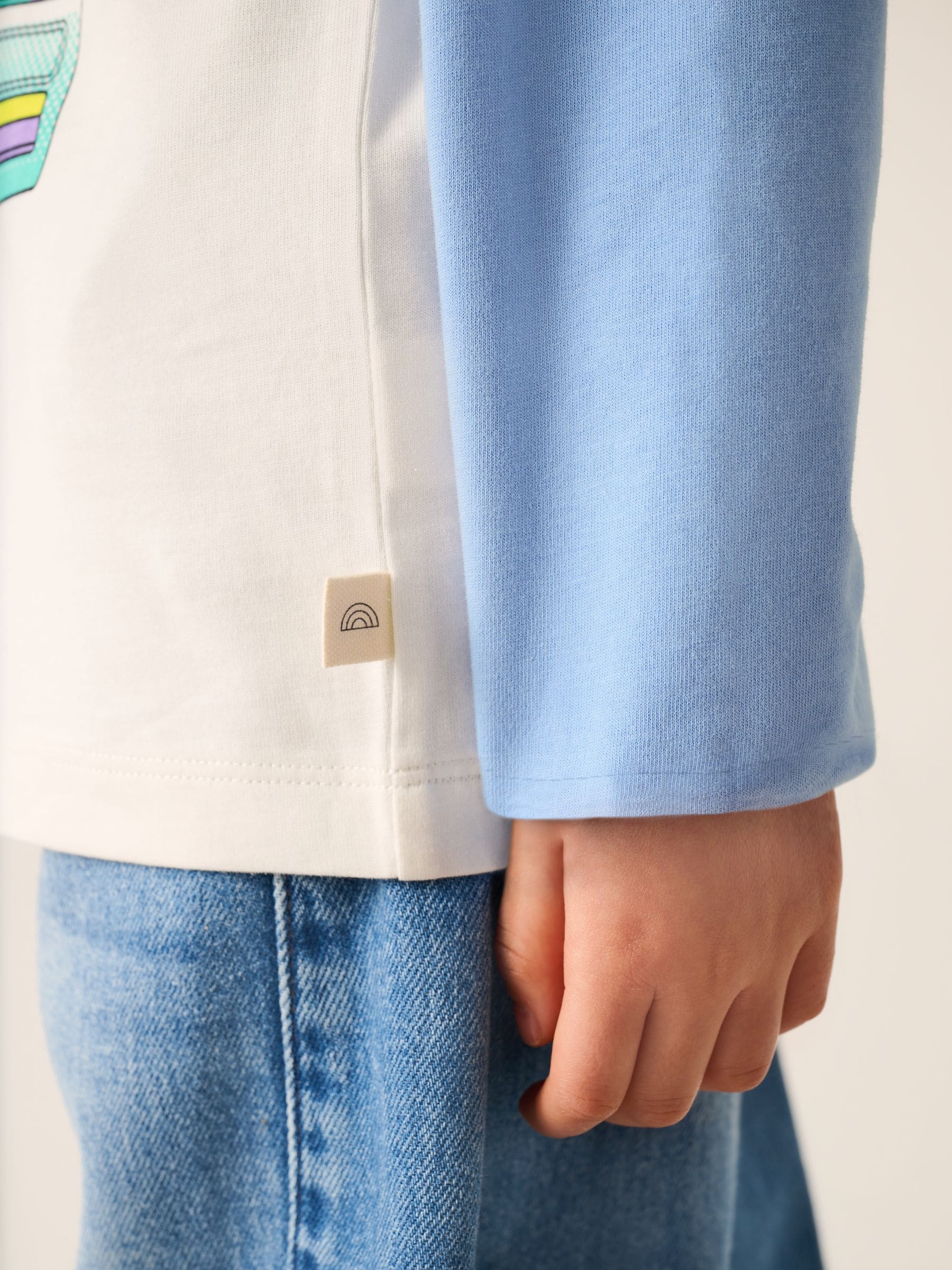 Little Bird by Jools Oliver Raglan T-shirt met regenboog en lange mouwen