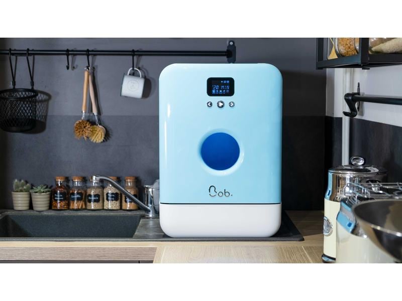 Daan Tech Tischgeschirrspüler Bob Weiss/Blau Kompakter Geschirrspüler für 3 Gedecke
