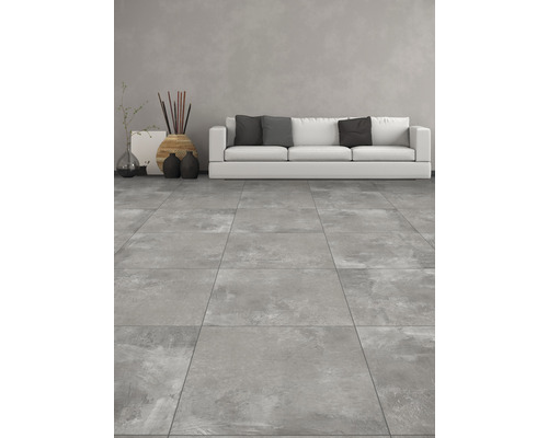 Porseleinen wand- en vloertegel CRUST grijs 61,5 x 61,5 x 0,85 cm