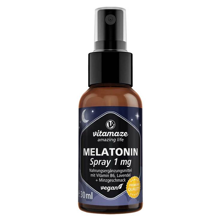 Melatonin 1 mg hochdosiert vegan Spray, 30 ml