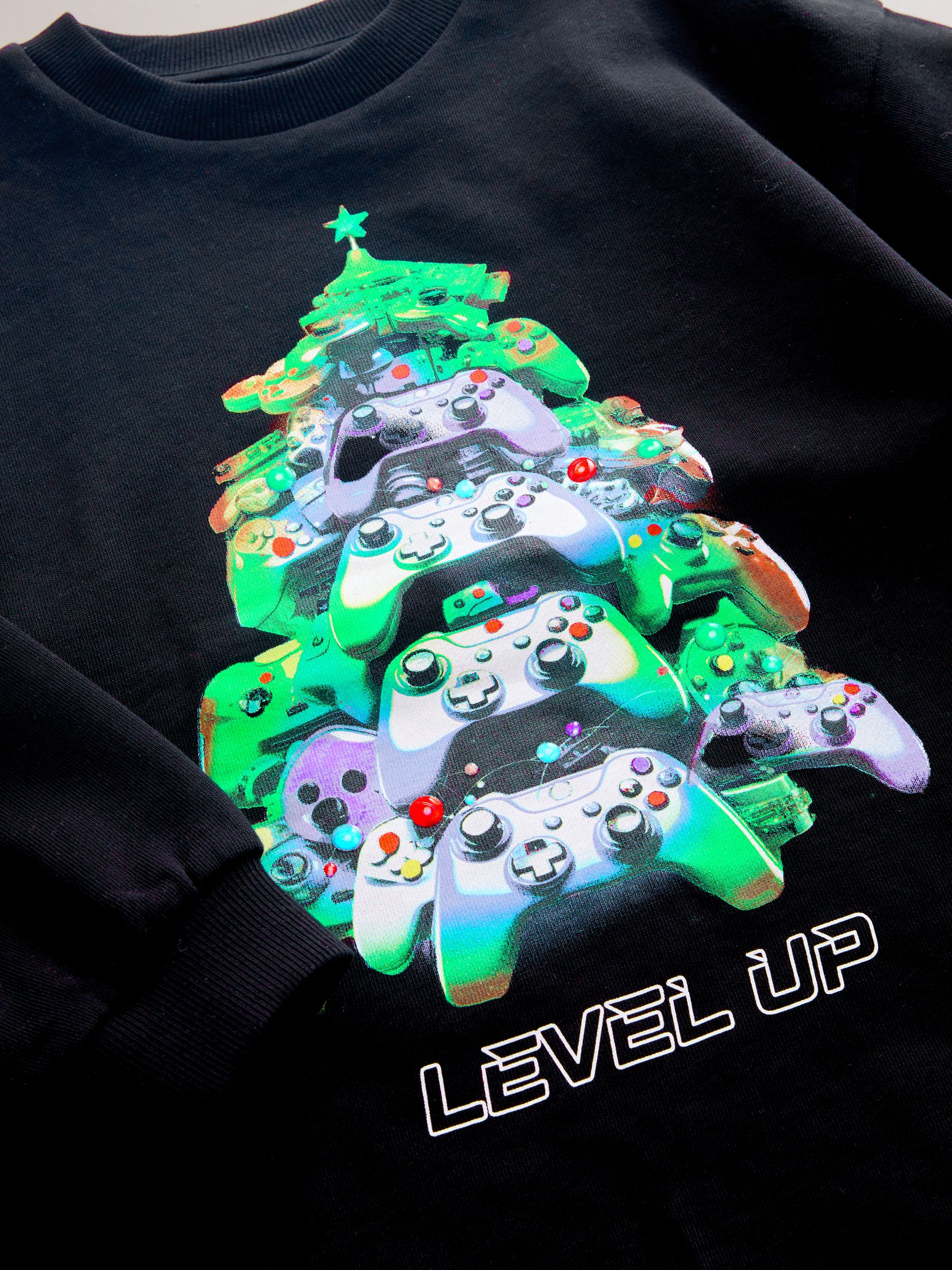 Zwarte zware controller - Kerstmis T-shirt met Lange mouwen (3-16jr)