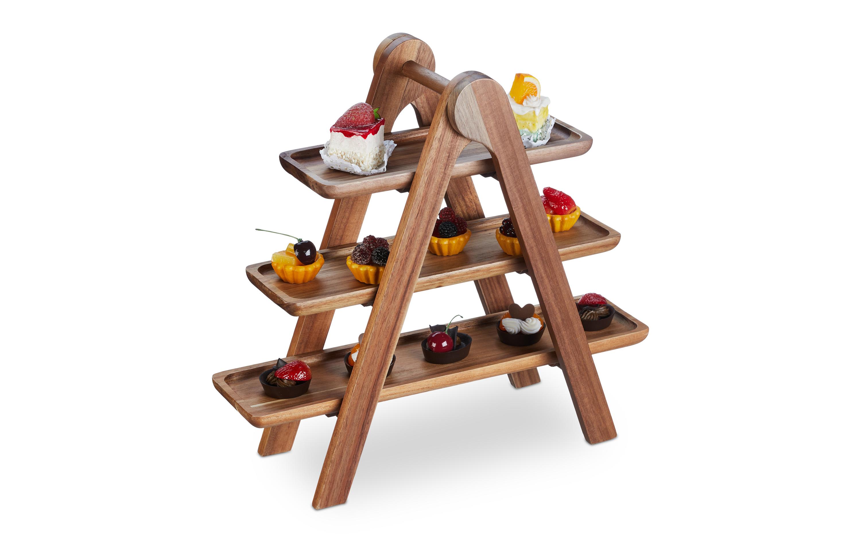 Etagere 3-stufig, BraunServierständer aus Akazienholz