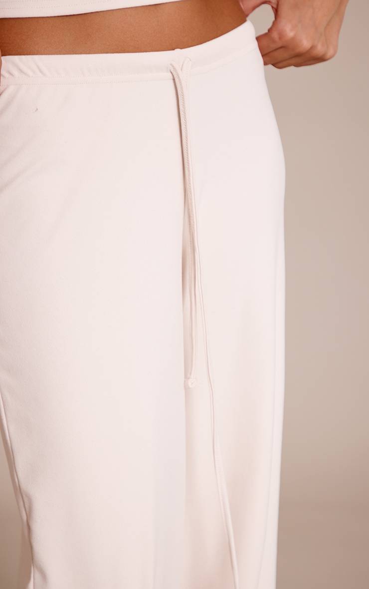 Crème Pantalon Décontracté Taille Nouée Toucher Doux