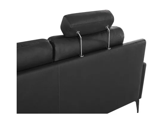 Canapé 2 places Cuir MAYRON Noir - Angle Droit