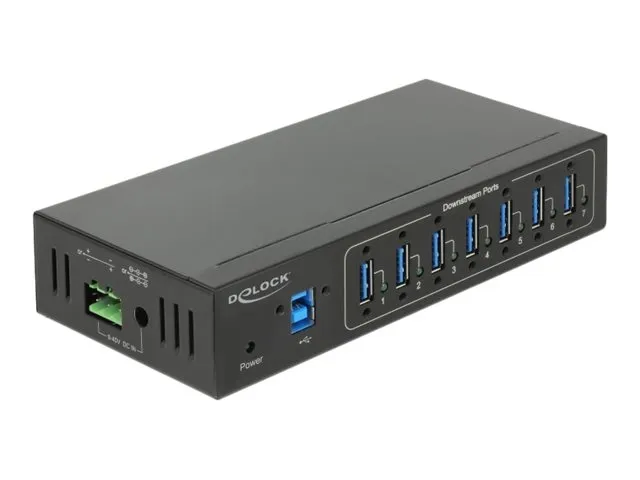 Delock External Industry Hub 7 x USB 3.0 Type-A with 15 kV ESD protection - Hub - 7 x SuperSpeed USB 3.0 - væg-monterbar - DC strøm