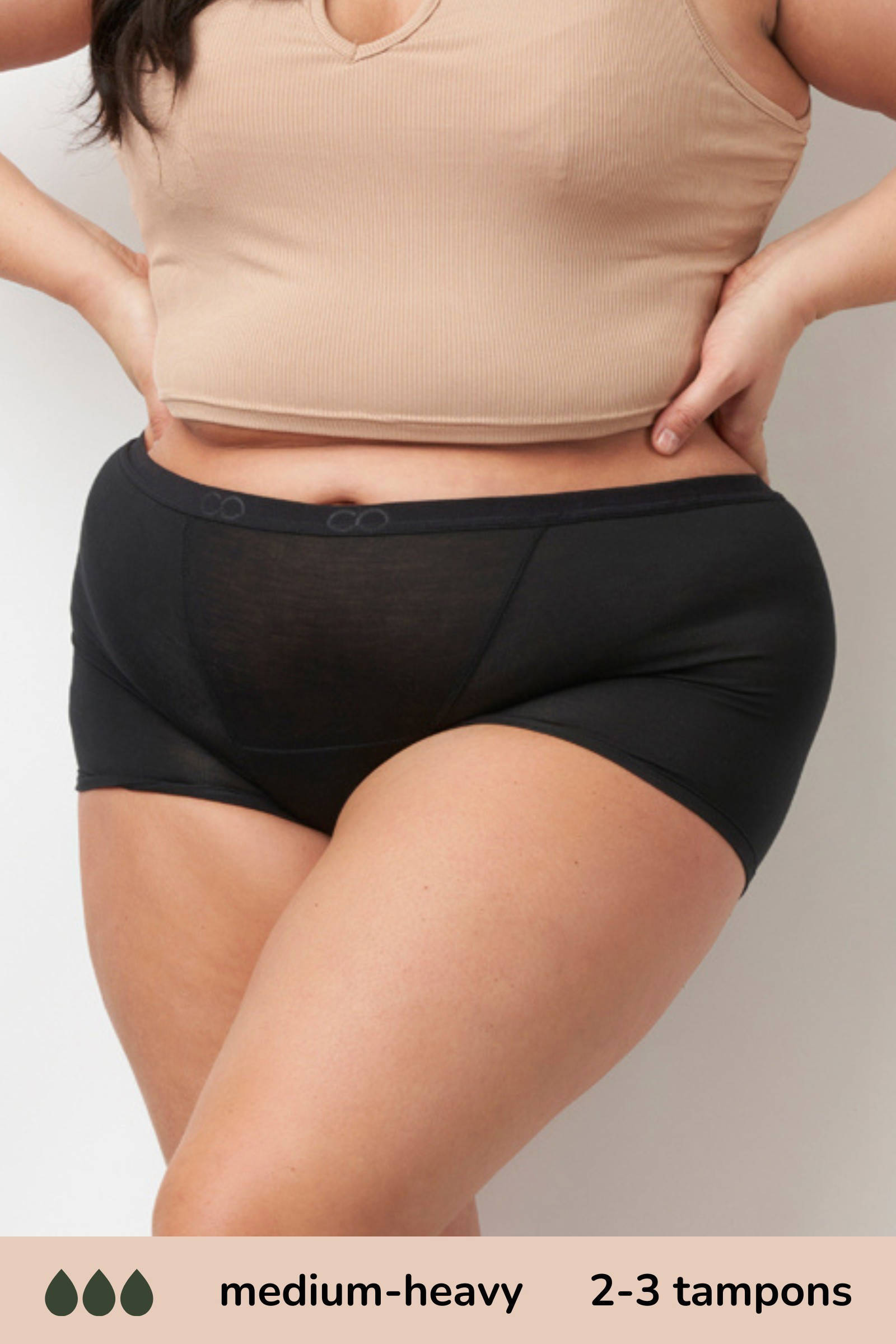 Moodies Undies boyshort menstruatieslip Medium/Heavy zwart