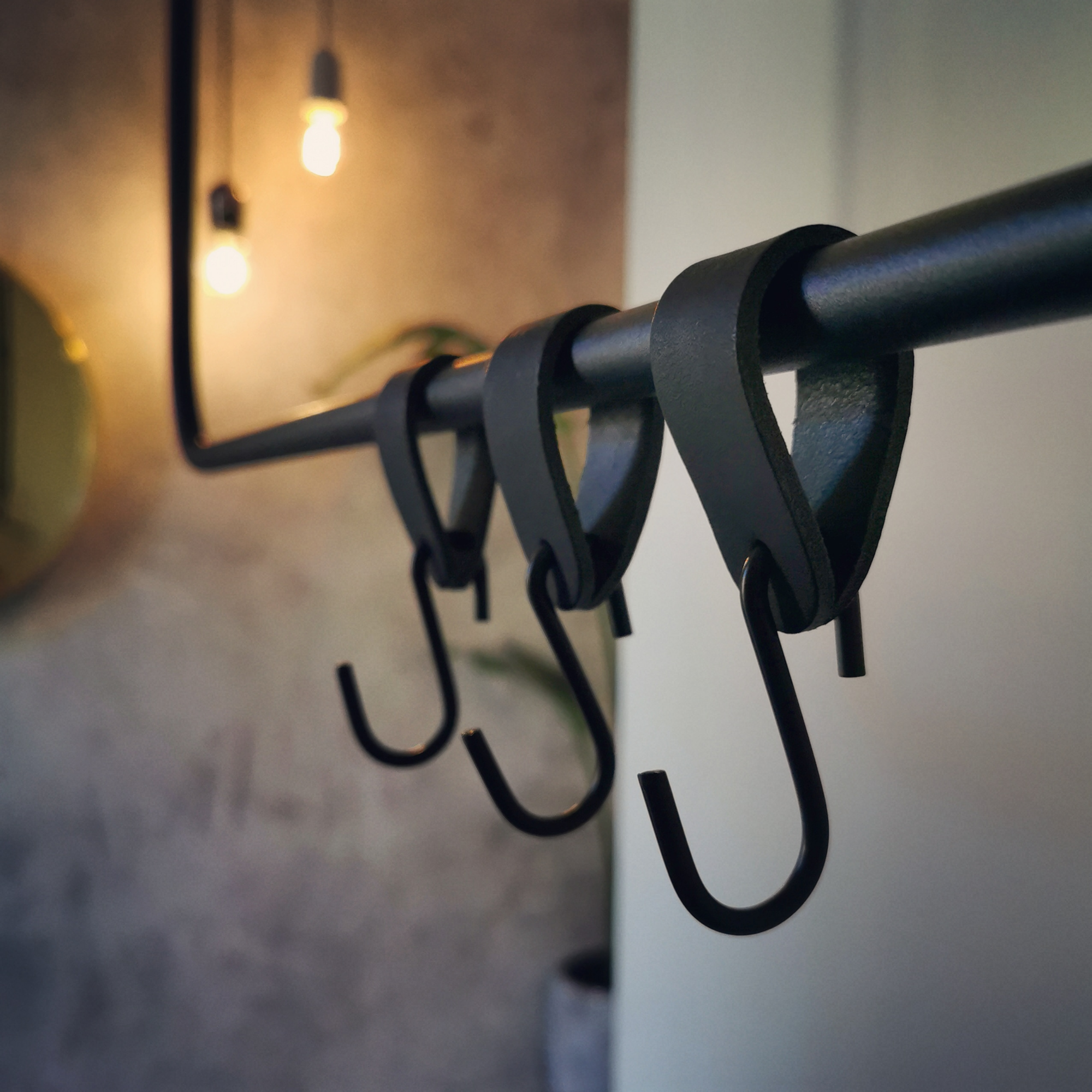 Leren S-haak hangers (set van 4) Zacht roze