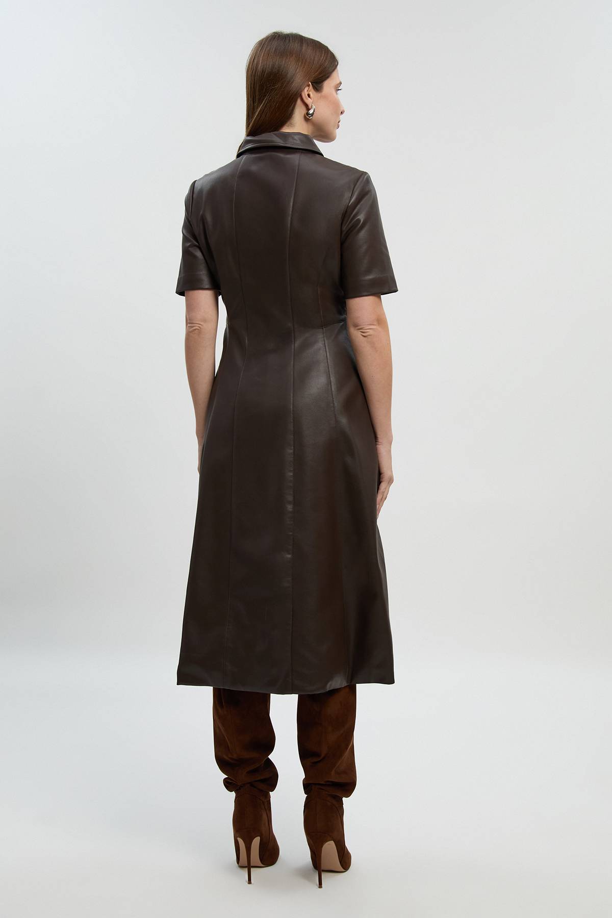 KarenMillen Robe Chemise Midi à Col en synthétique