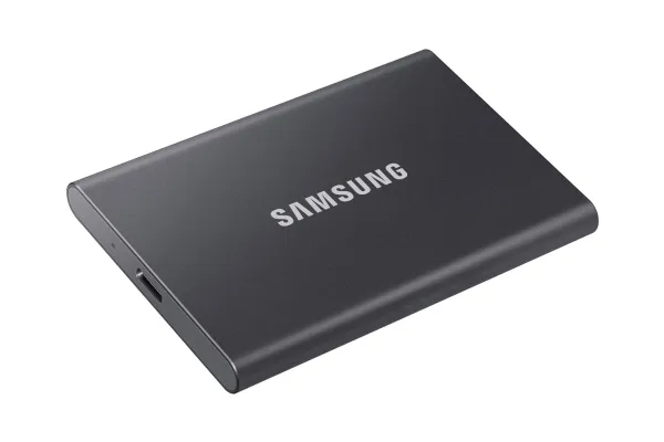 Samsung T7 MU-PC2T0T - SSD - krypteret - 2 TB - ekstern (bærbar) - USB 3.2 Gen 2 (USB-C stikforbindelse) - 256-bit AES - titan grå