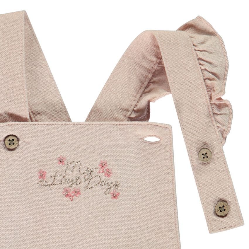 Ensemble 2 pièces avec barboteuse brodée pour bébé fille - Rose