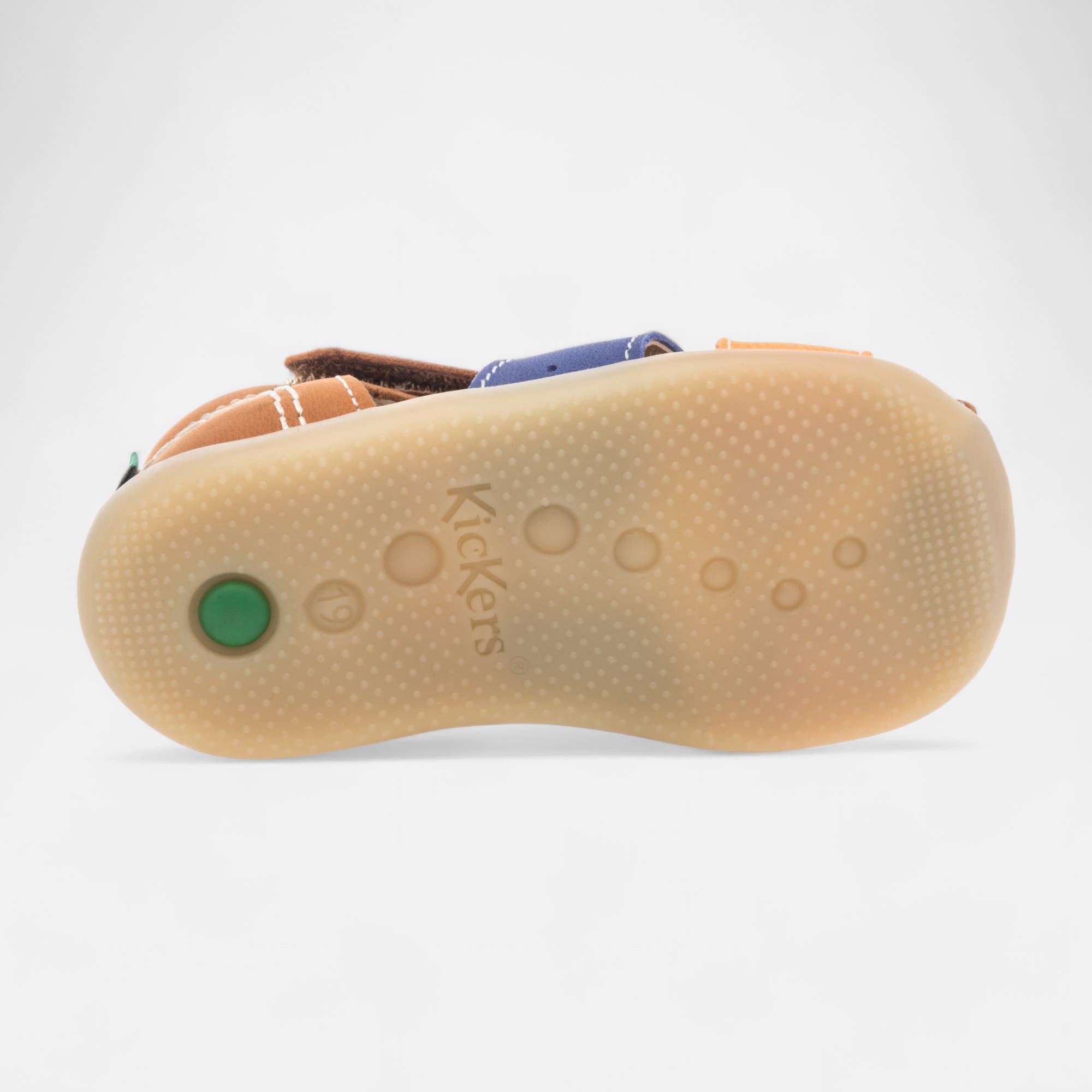 Nu-pieds Bébé garçon en cuir cognac