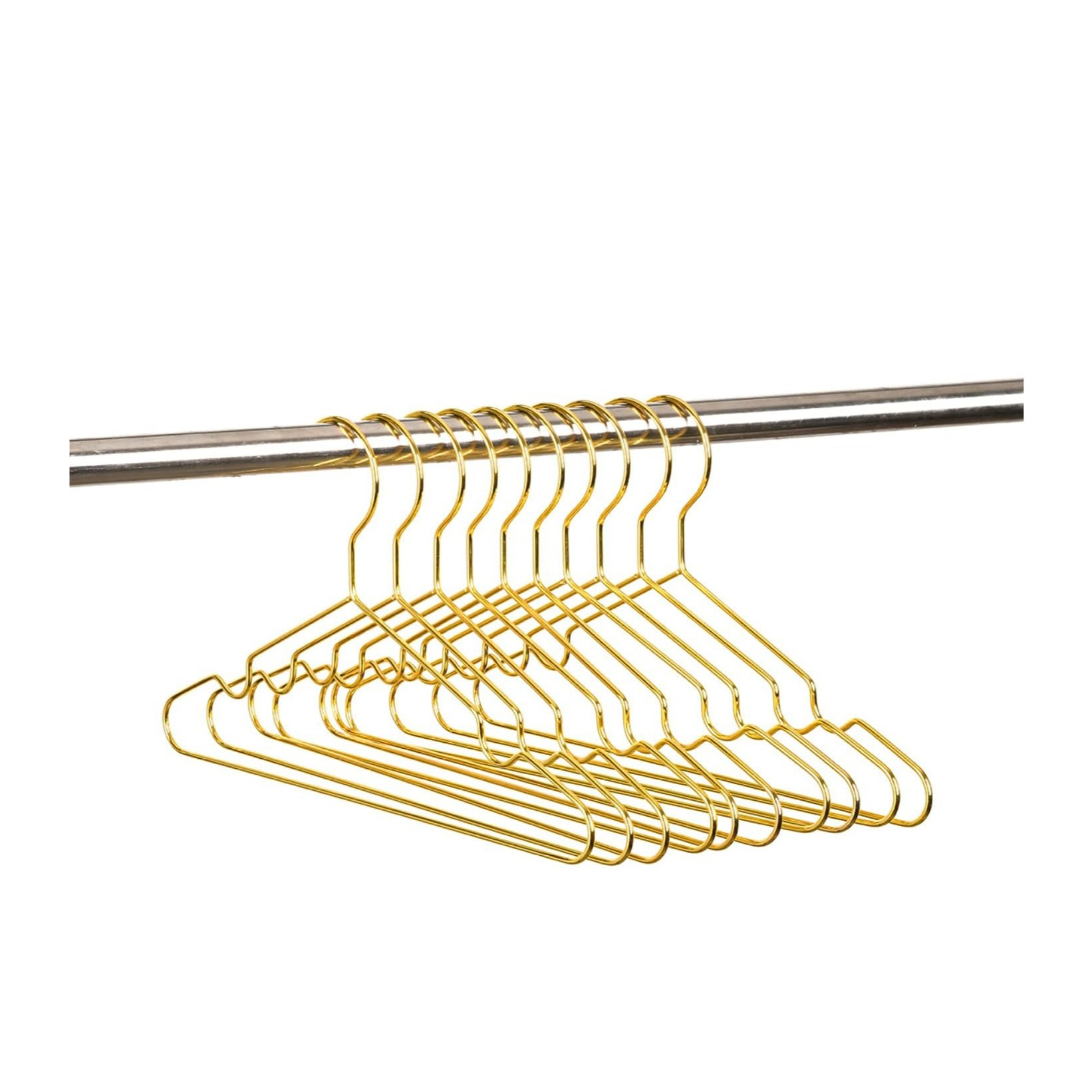 (10er Set) Metall Kinder Kleiderbügel Baby Kleiderschrank Organizer für Bodys / Strampler / Jacken - Gold