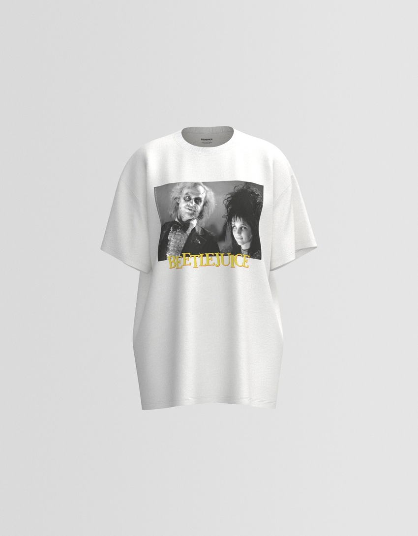 Camiseta oversized de manga curta com estampa Beetlejuice