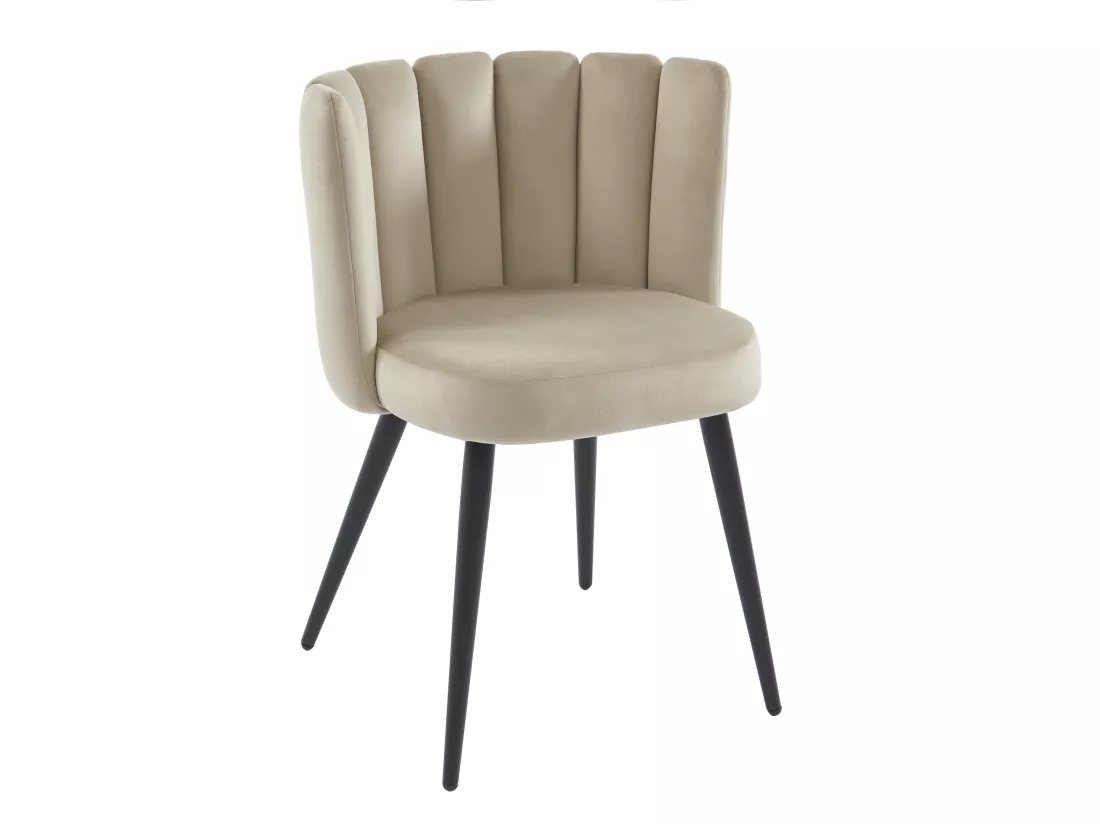 Lot de 6 chaises en velours et métal noir - Beige - PRANILA de Pascal MORABITO