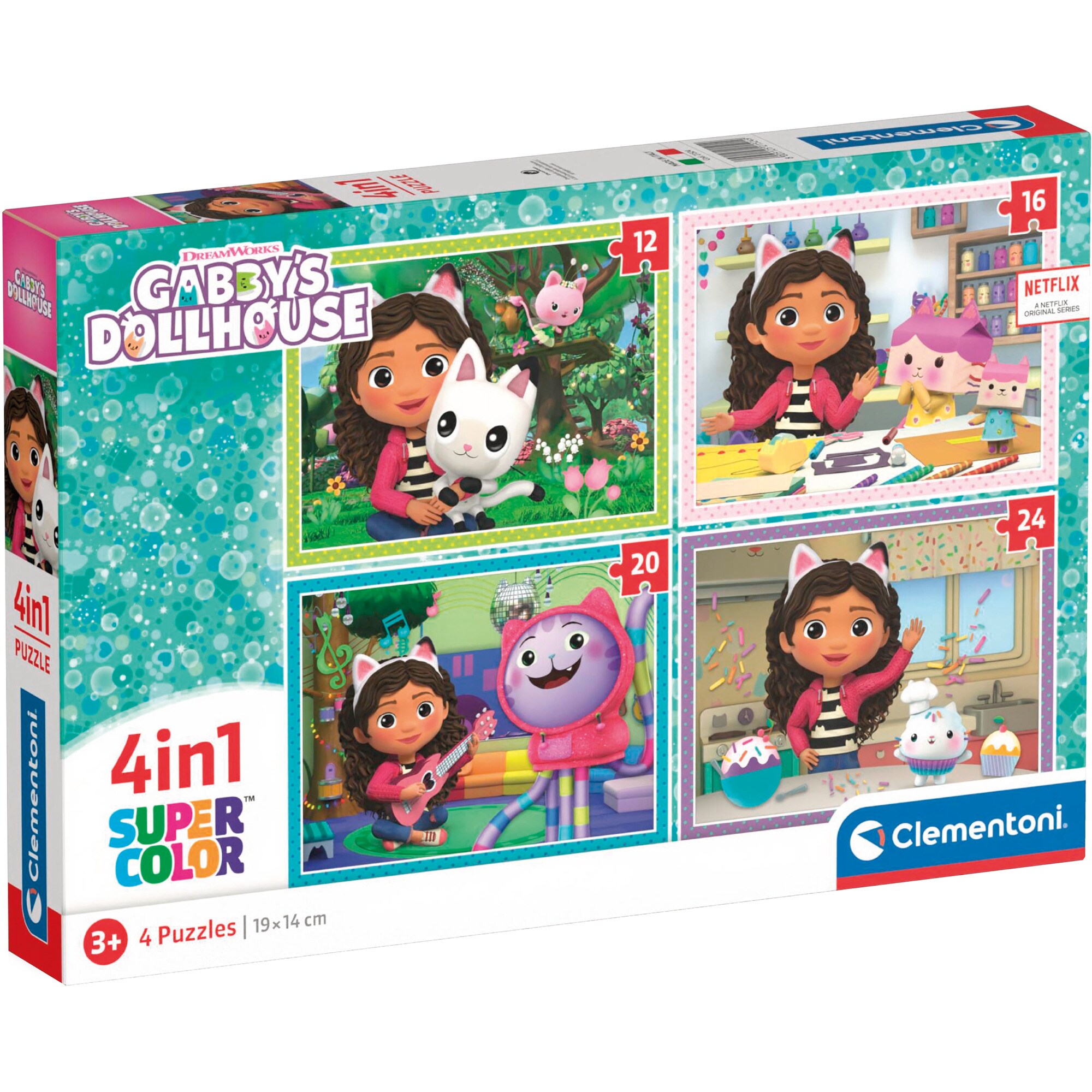 Clementoni Puzzle Supercolor 4 in 1 - DreamWorks Gabby's Dollhouse