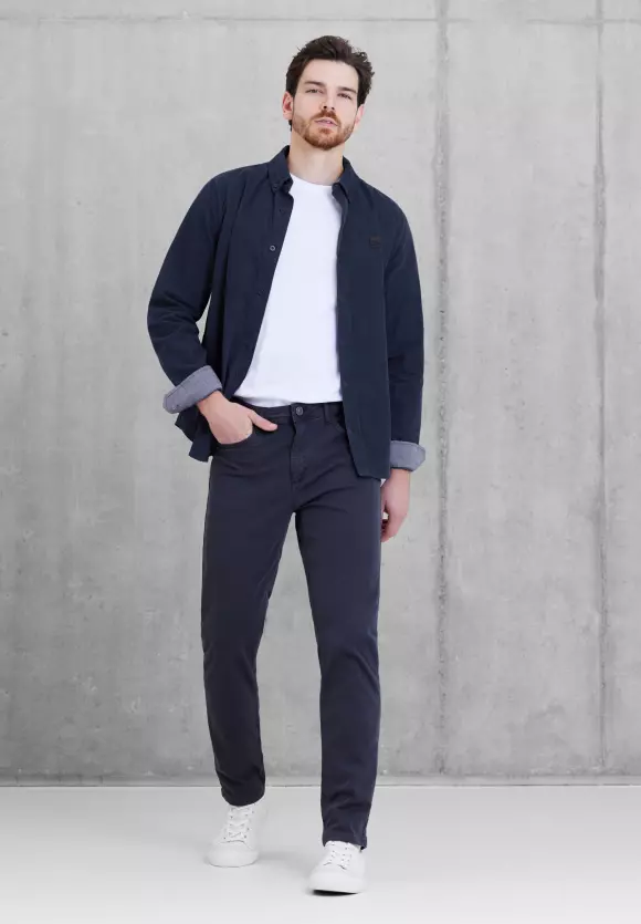 Button-Down Cordhemd - deep navy blue