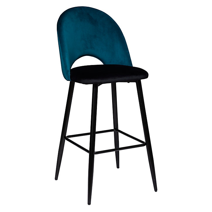 Lot de 2 tabourets de bar Kara Atmosphera H. 110 cm velour bleu et noir