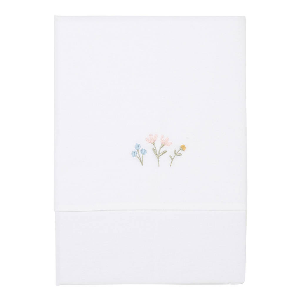 baby wieglaken Flowers & Butterflies geborduurd 70x100 cm
