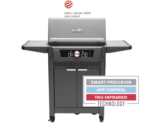 Char-Broil EVOLVE gasbarbecue, zwart metallic, inclusief 4 branders en draaiknoppen met ledverlichting.
