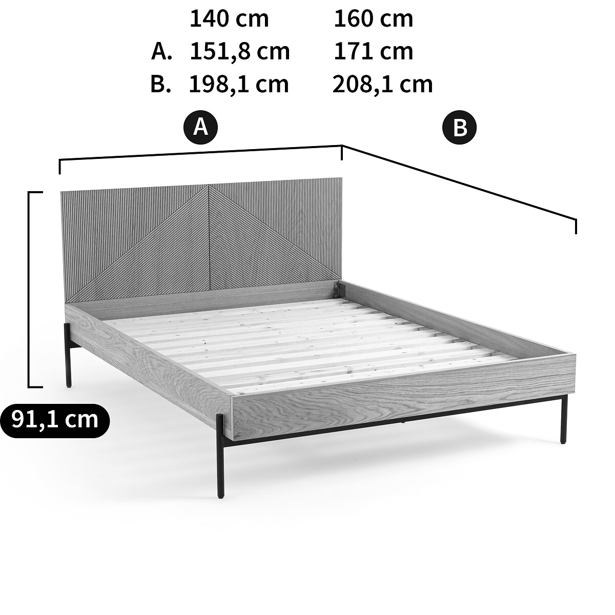 LA REDOUTE INTERIORS<br>Cama com base, Lodge