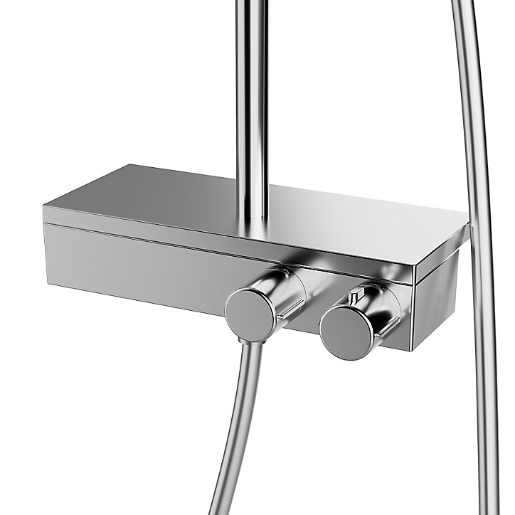 Colonne de douche thermostatique GoodHome Kolima effet chromé