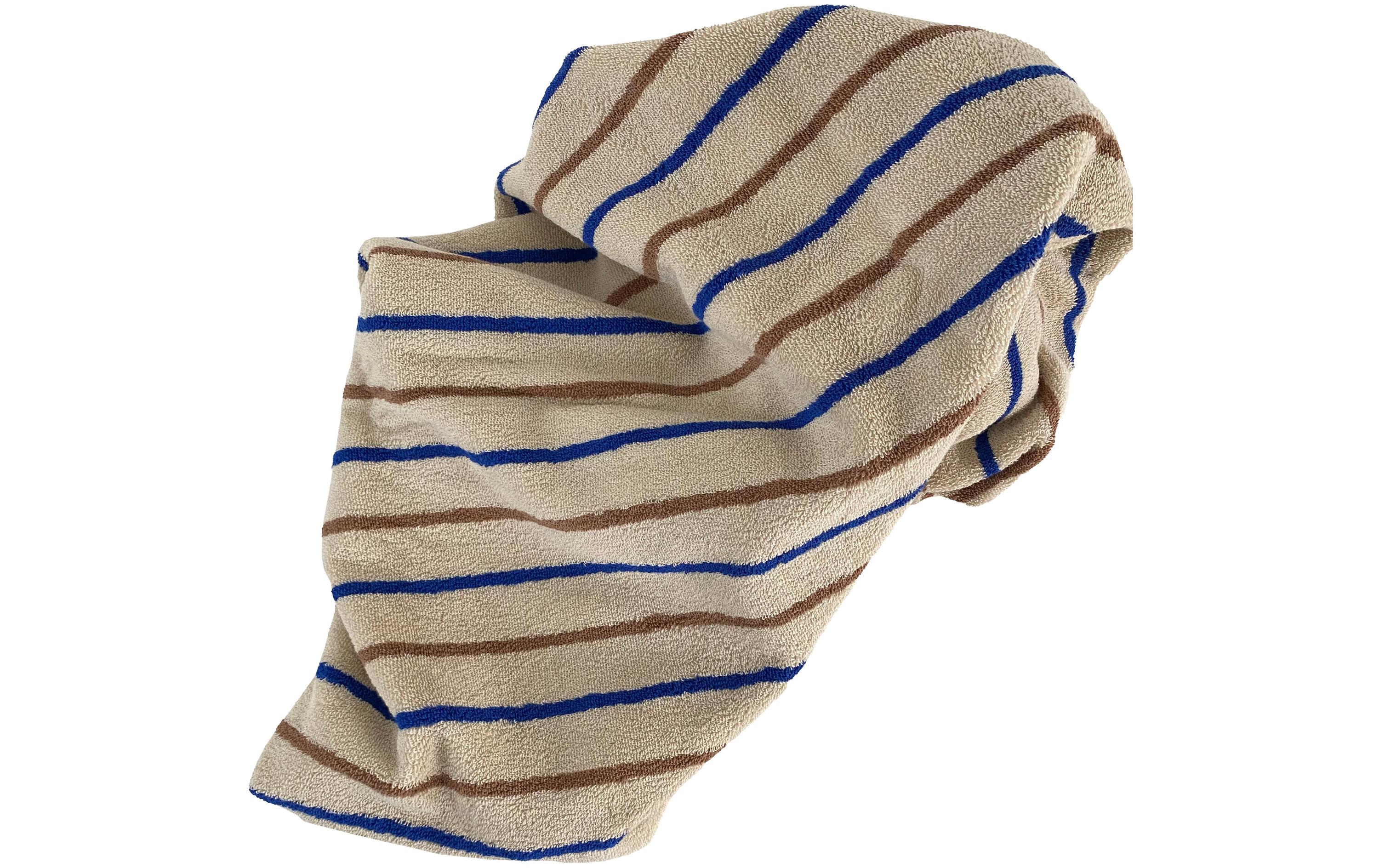 Duschtuch Raita Medium 70 x 140 cm, Beige/Blau/BraunWeiches Duschtuch aus Bio Baumwolle