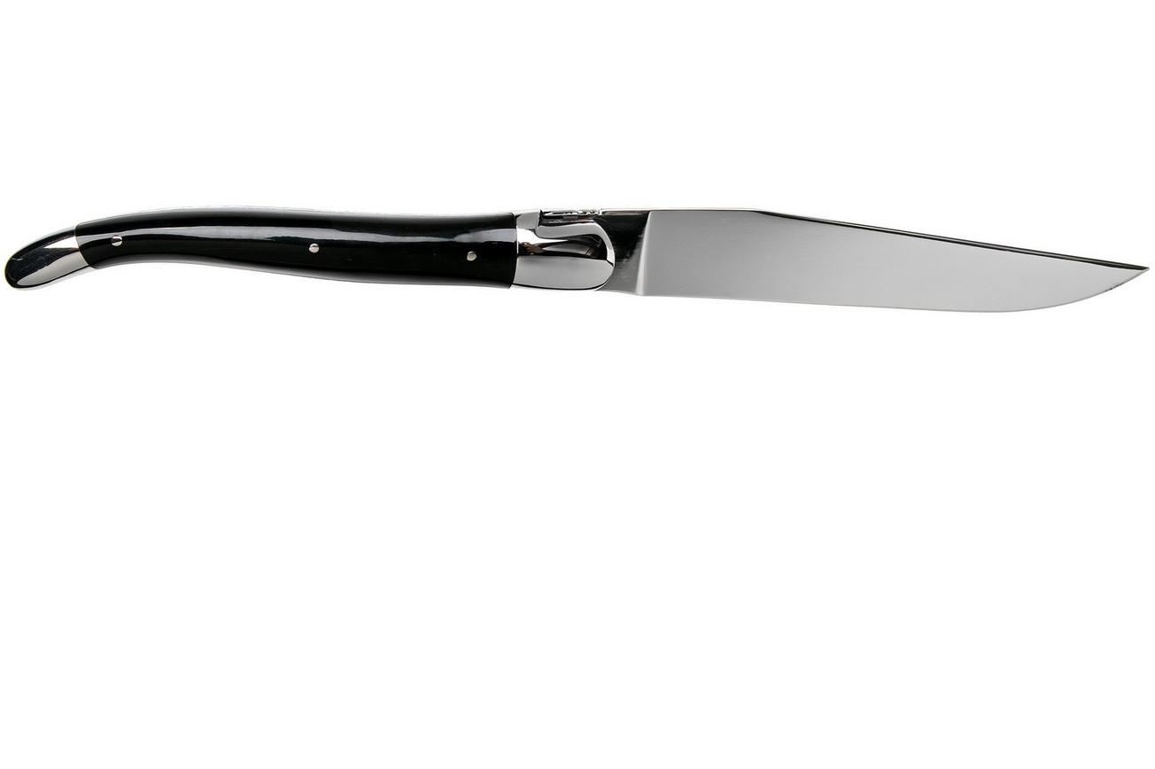 Forge de Laguiole set van 6 steakmessen zwart hoorn, T62MINBN