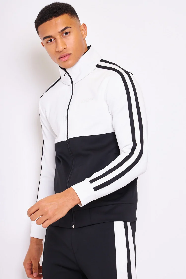 Ensemble bicolore noir/blanc veste + pantalon de jogging