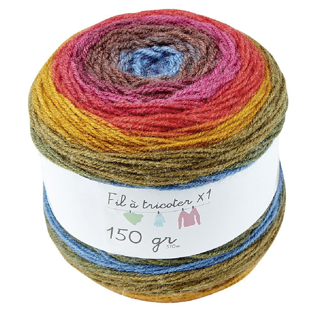 Pelote de fil à tricoter toupie acrylique multicolore 150g