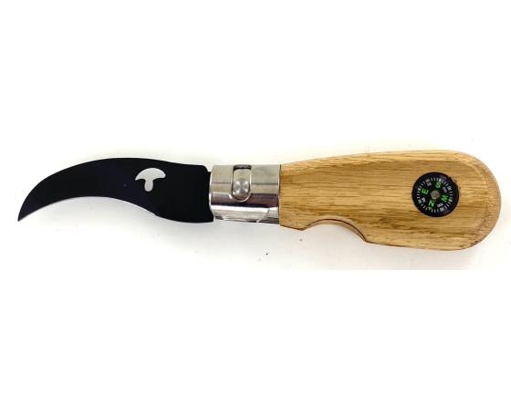 Couteau Champignon Pliant Chêne avec boussole - lame noire Couteaux de Poche par Roger Orfèvre