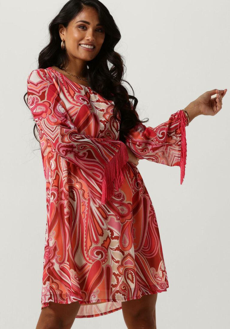 ANA ALCAZAR roze ana alcazar mini jurk tunic fringes